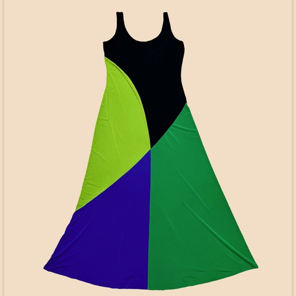 Colorblock Maxi Dress by Rolando Santana Large - Picture 1 of 7